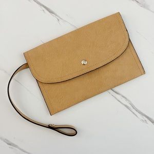 Sole Society Leather Tan Wristlet Clutch
